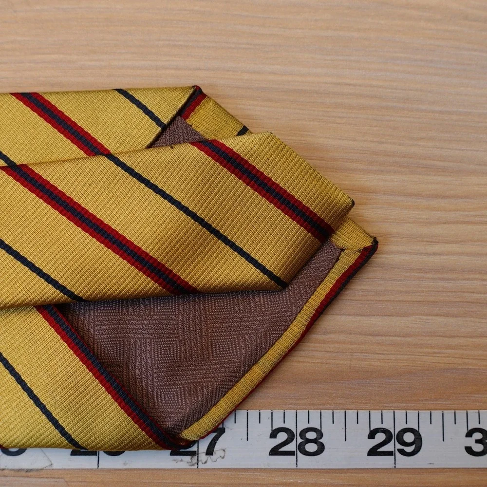 Gold Repp Stripe Neck Tie Mens Yellow STEFANO BERNARDI Regimental Silk Italian